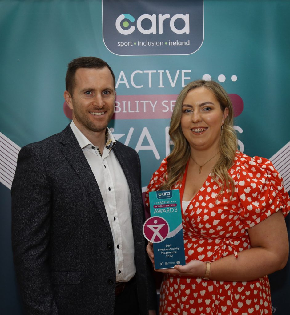 Best Physical Activity Programme Award - Stewarts Care, Dublin. Niall Molloy and Lauren Watters from Stewarts Care