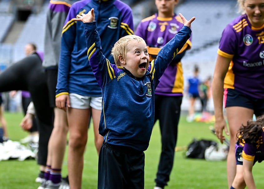Boy celebrating a goal at football