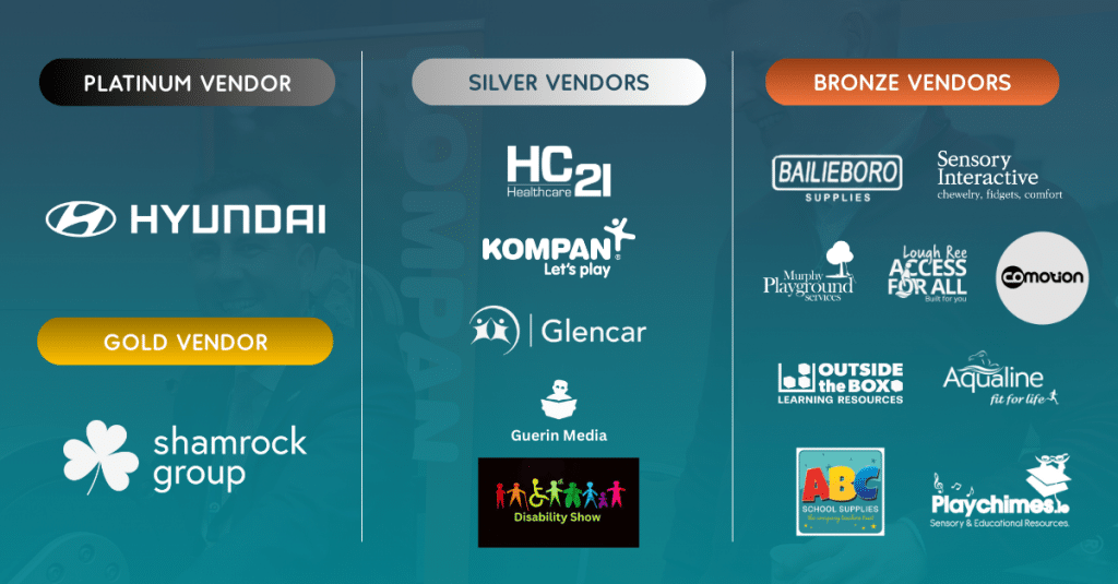 Promotional graphic of platinum, gold, silver and bronze vendors