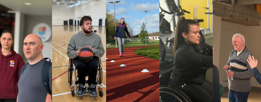 Five images of people taking part in different physical activities
